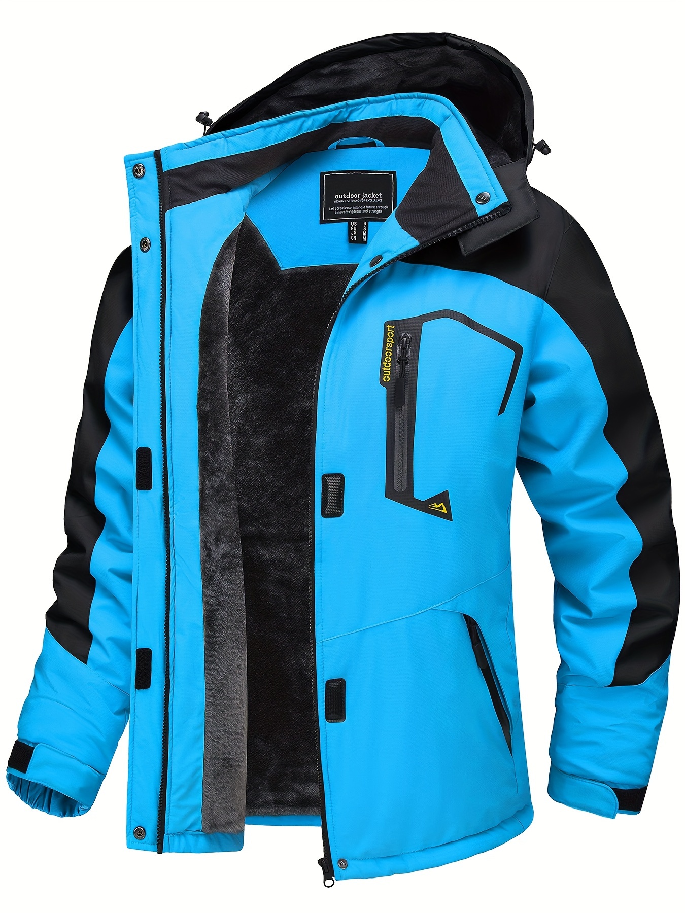 womens large size ski jacket winter waterproof jacket bright colors fleece warm comfortable coat hooded multiple pockets outdoor sports snowsports snowboarding hiking mountaineering camping daily casual size jacket details 1
