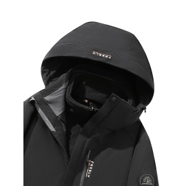 Women's Plus Size Outdoor Sports 3-in-1 Jacket - Hooded Color Block Waterproof Coat For Fall & Winter