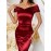 1pc MUXXN Elegant Satin Mermaid Gown for Women - Off the Shoulder Cap Sleeve Bodycon Floor-Length Dress, Solid Color Knit Fabric, All-Season Bodycon for Wedding Bridesmaid